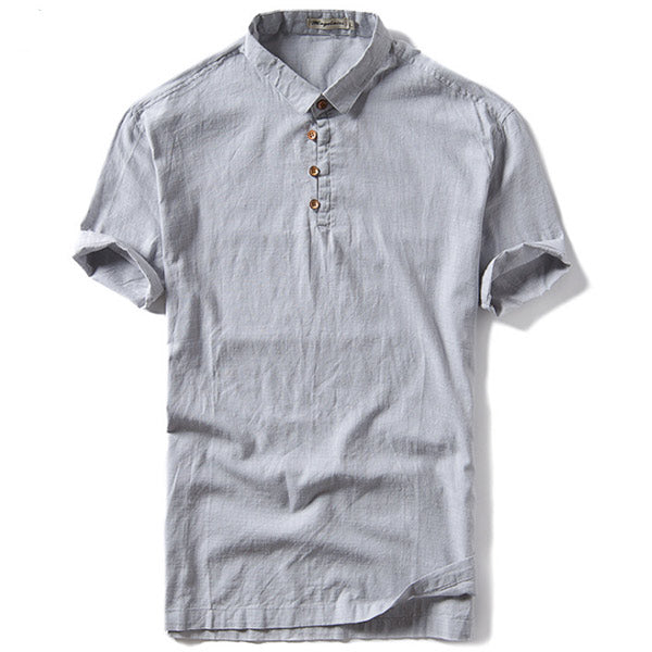 Camisa de lino para hombre con manga corta.