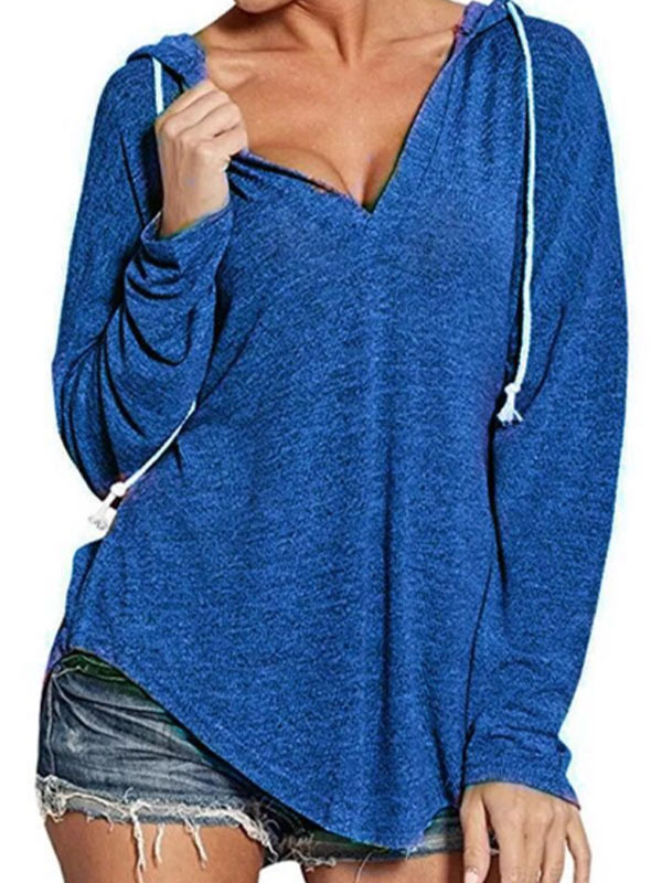 Camiseta casual con capucha para mujer