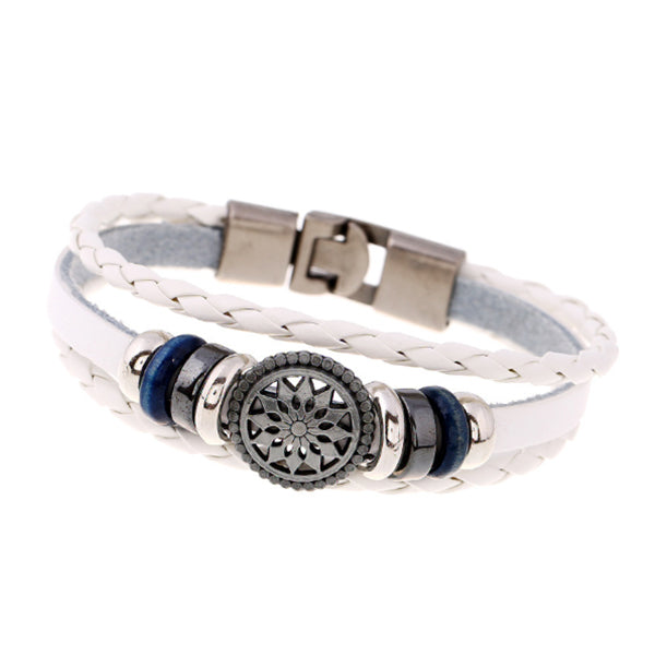 Pulsera de cuero genuino para hombres, hombres, girasol y cuero