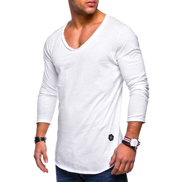 Retro Langarm-T-Shirt mit V-Ausschnitt für Herren