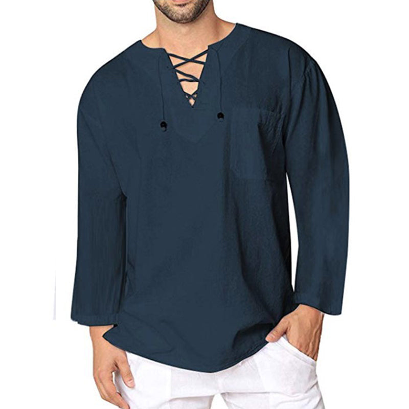 Herren-Schnürhemd aus Baumwolle