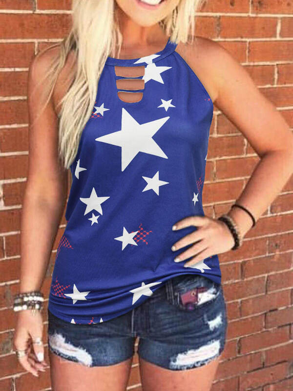 Hohe ärmellose Weste mit Sternendruck für Frauen