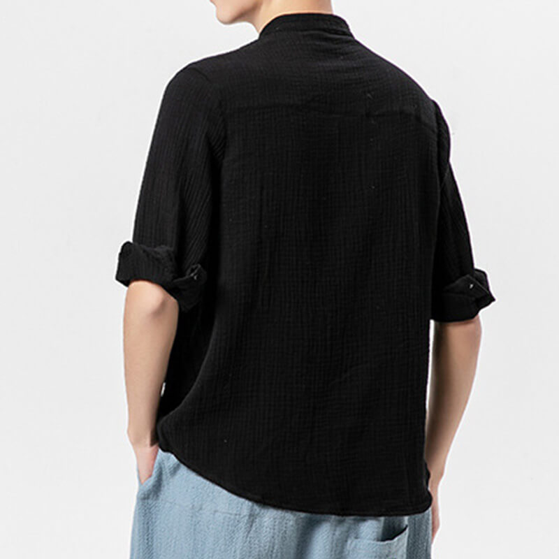 Camisa de lino vintage clásica de verano para hombres, transpirable, cómoda y ligera.