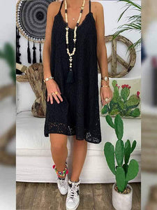 Vestido de encaje con cuello en V talla grande
