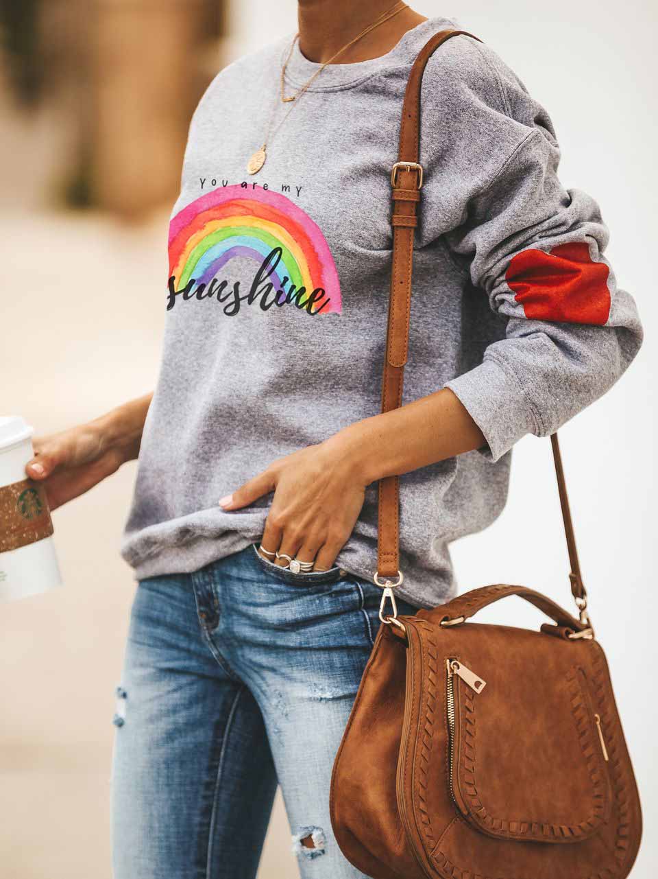 Frauen Sie sind mein Sonnenschein Regenbogen Liebe drucken Sweatshirt