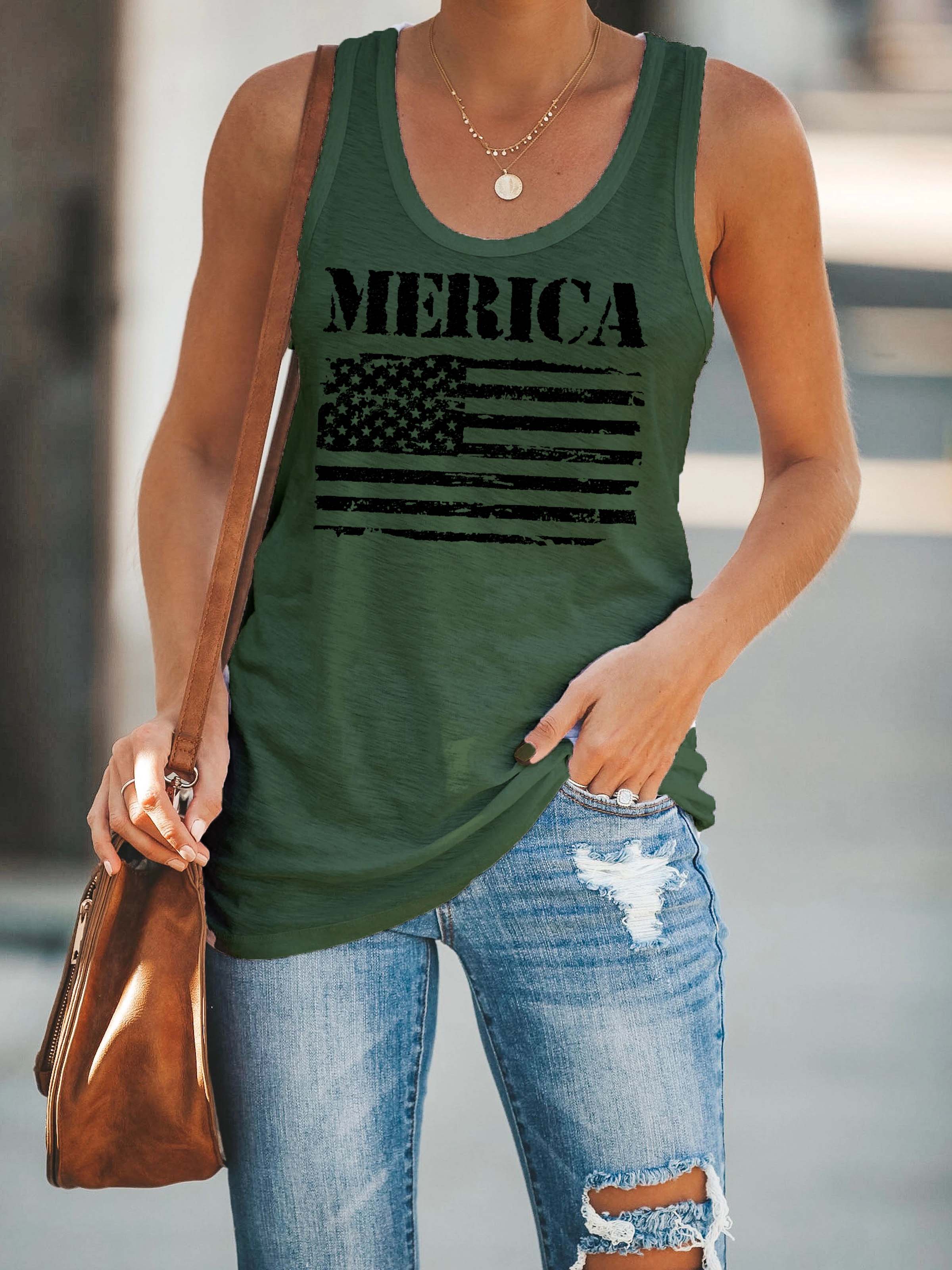 Camiseta de mujer con bandera &quot;Merica&quot;