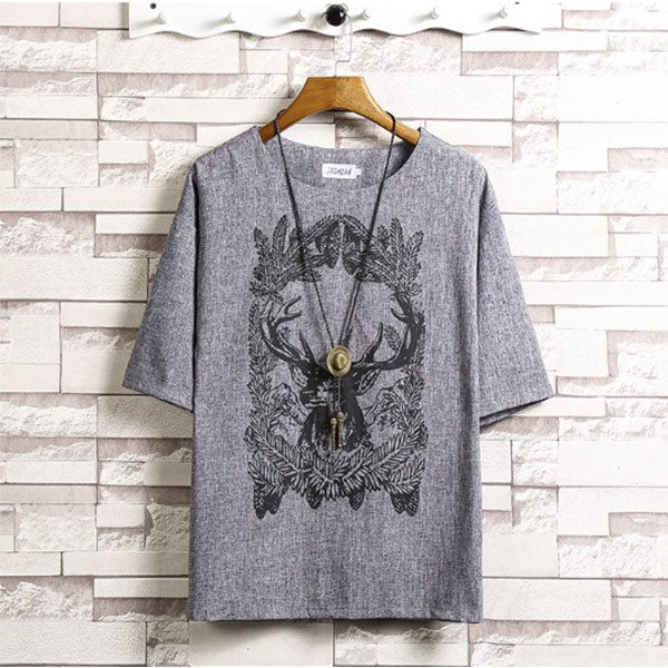 Camiseta vintage de lino estampada vintage