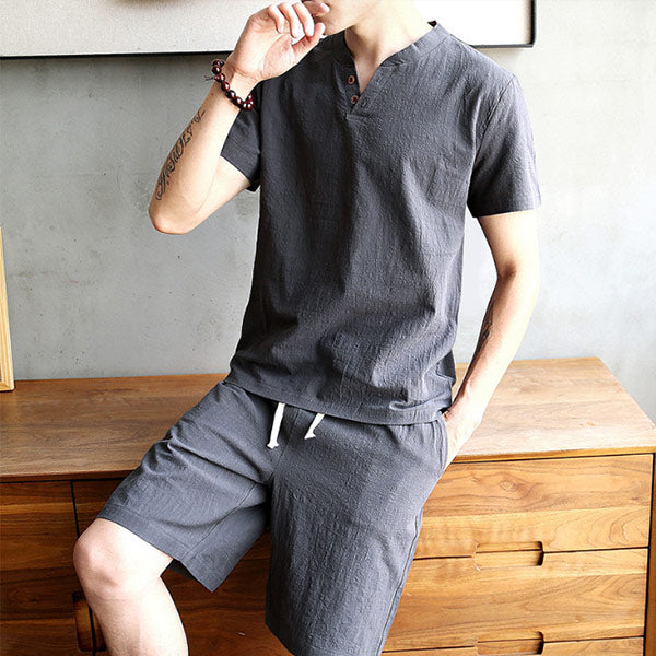 Shorts de hombre de algodón retro y lino.