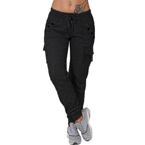 Pantalones casuales elásticos para mujer con 6 bolsillos