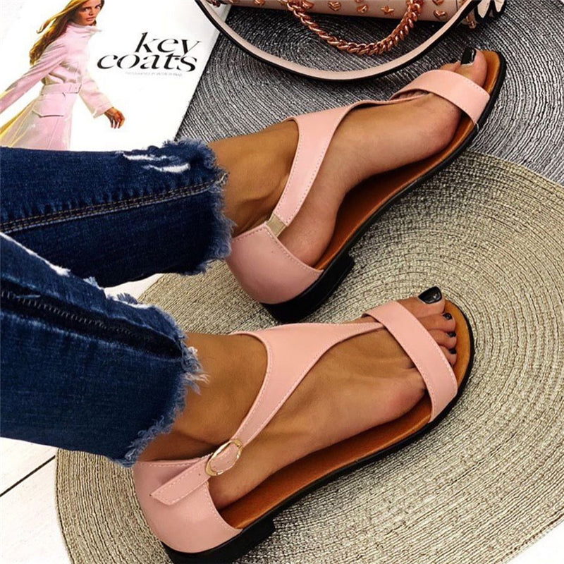 Frauenausschnitt Sandalen mit flachem Absatz