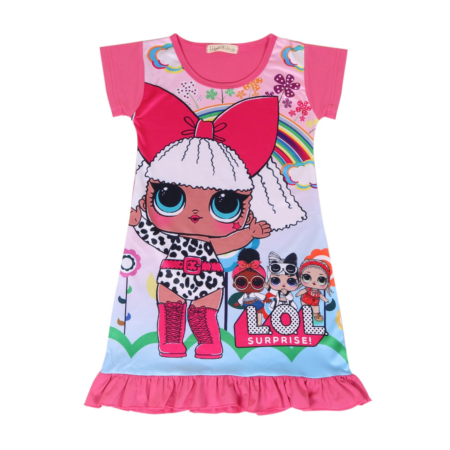Vestido estampado estampado de dibujos animados para niñas