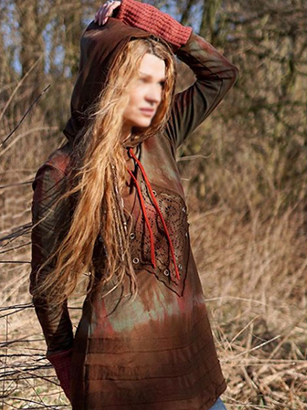 Retro gemischter gefärbter Spitzenstich-Kapuzenpullover der Frauen