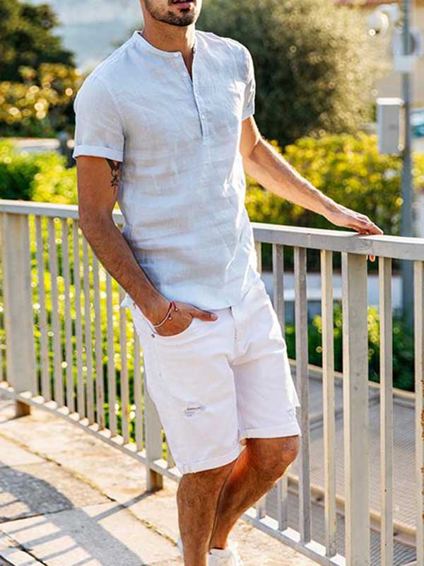 Camisa de manga corta de algodón para hombre