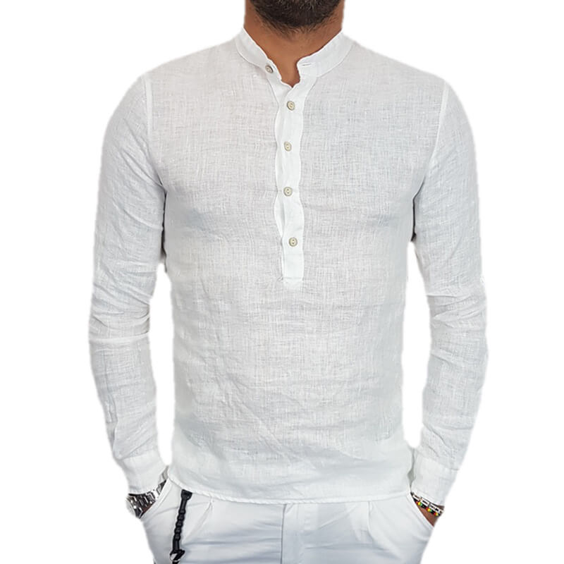 Vyriškos vasaros kvėpuojančio stovo apykaklė Patogūs marškinėliai su ilgomis rankovėmis