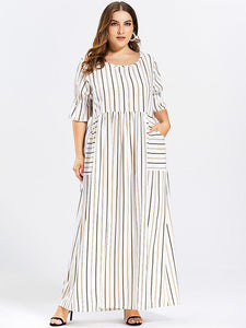 Gestreiftes Taschenkleid für Damen in Übergröße
