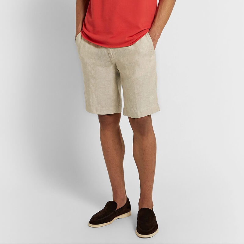 Cordones ultra suaves y cómodos de verano para hombres con cremallera, shorts de lino ecológicos