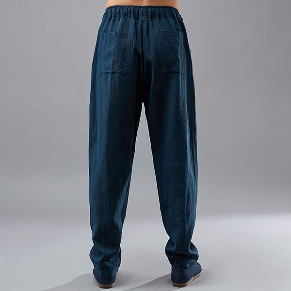 Cordones de hombre de pantalones de algodón de cáñamo