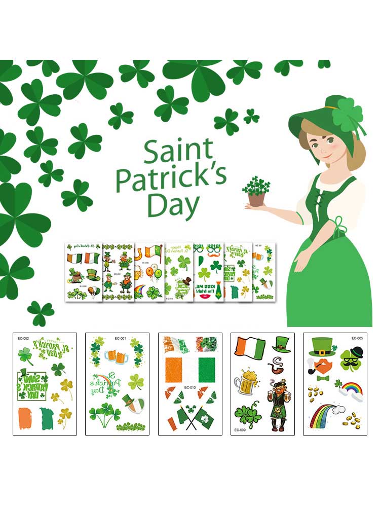 Pegatinas de tatuajes infantiles en la cara para St. Para el día de patricio