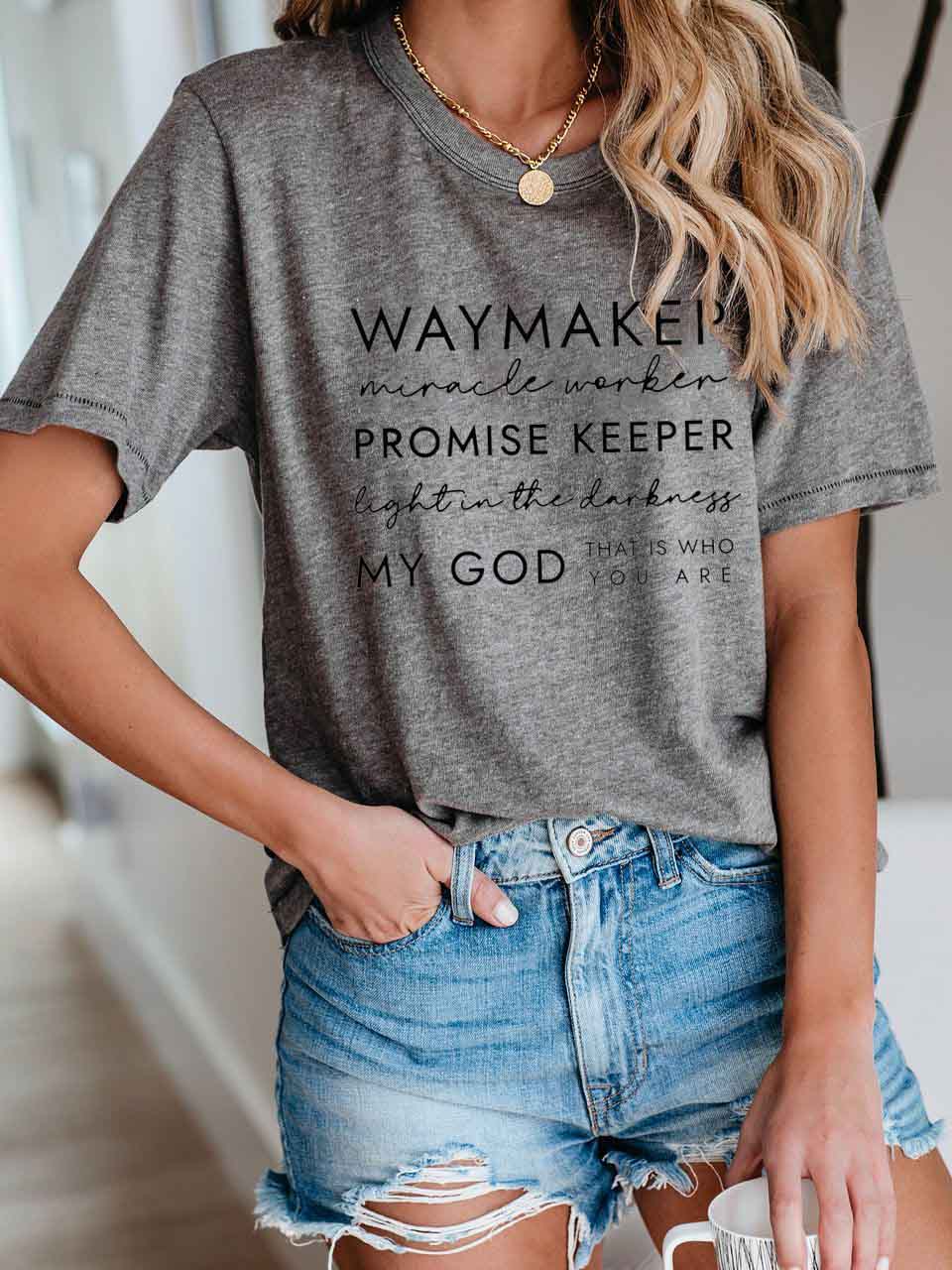 Frauen Way Maker Songtexte Faith Print T-Shirt