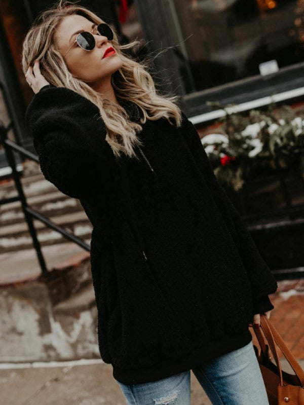 Sudadera con capucha de felpa de moda para mujer