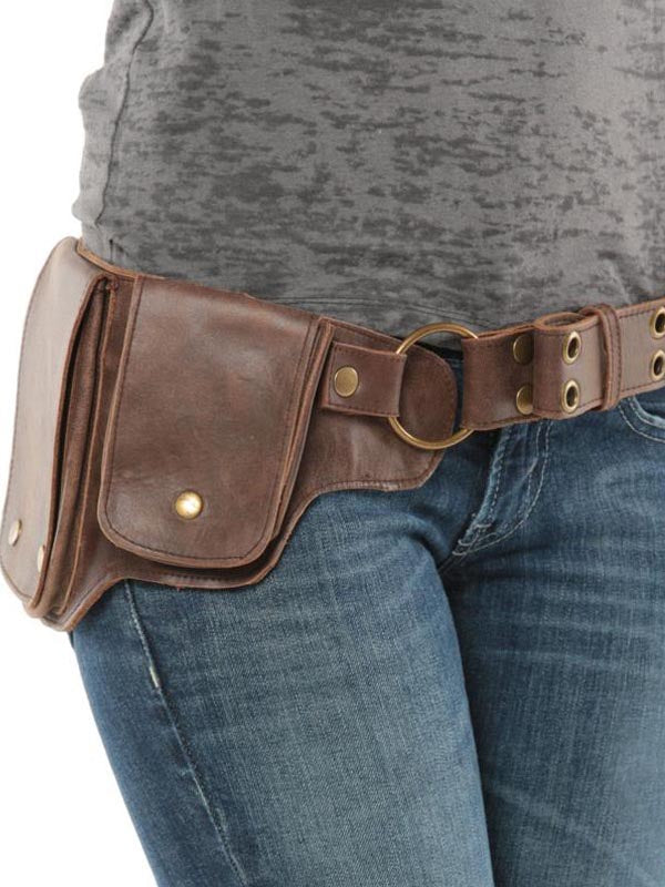 Damen Leder-Gürteltasche mit Verstellbarem Gürtel