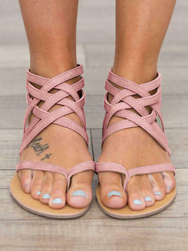 Flache Sandalen für Damenmode-Kreuzspitzenmode