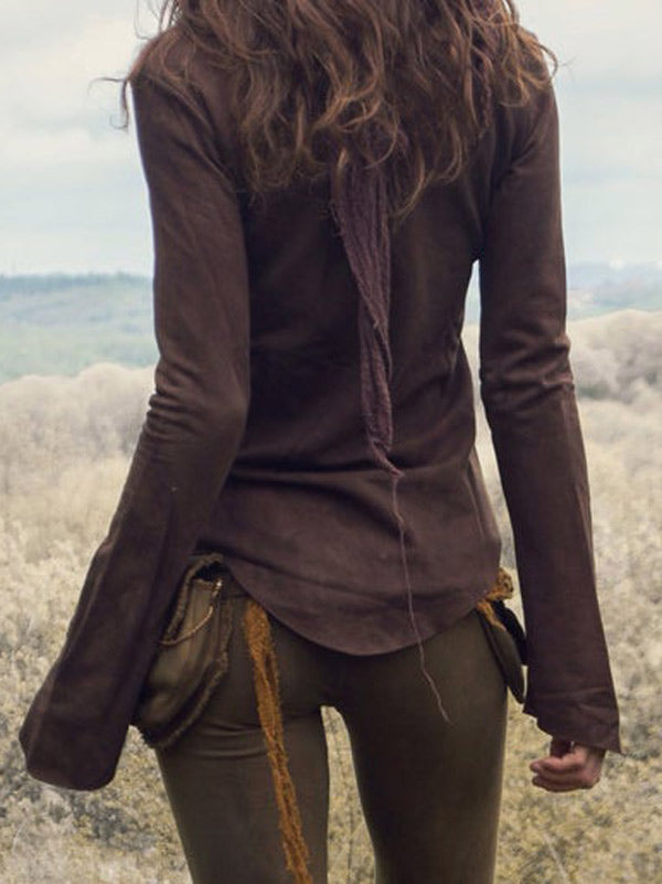 Damen Vintage handgefärbter Taschenpullover