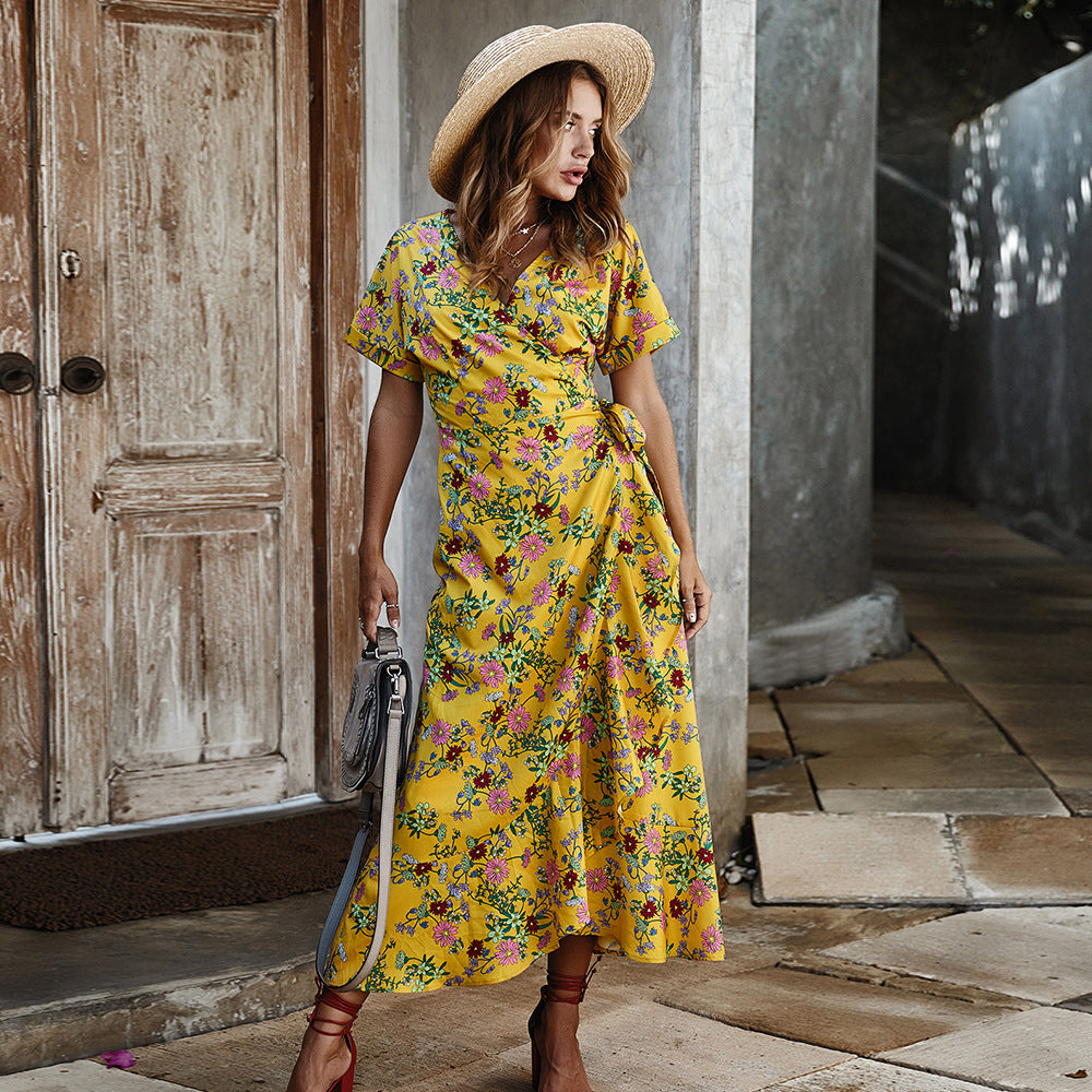 Maxi vestido de mujer con estampado floral