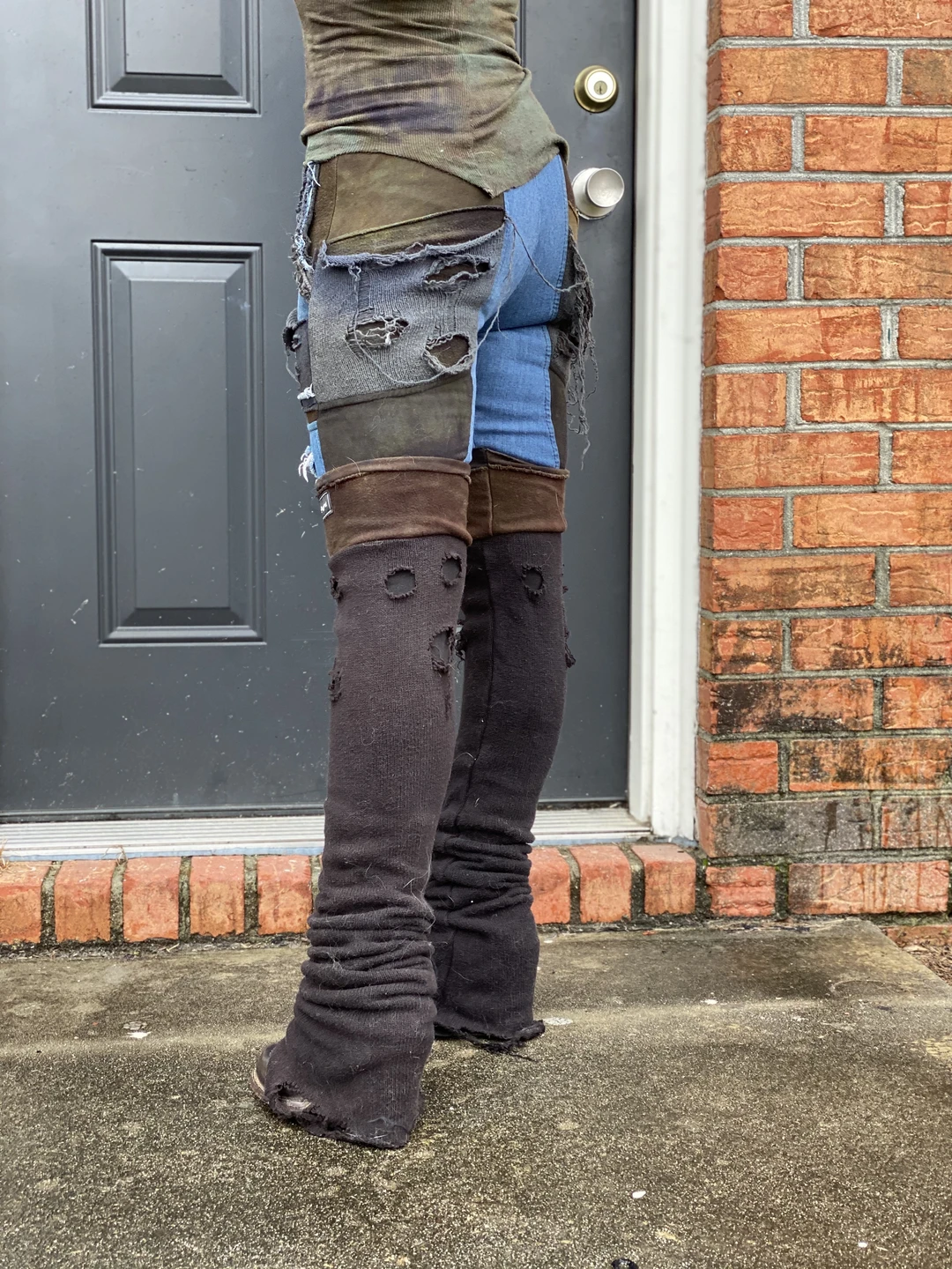 Leggings de mezclilla para mujer con aspecto arruinado