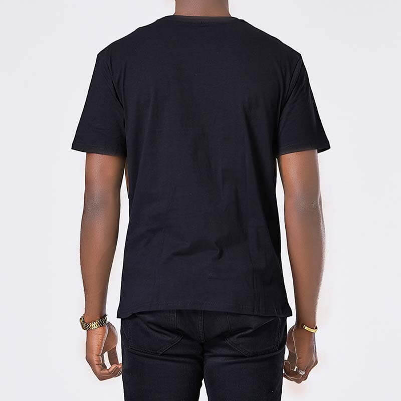 Paprastos kamufliažinės atspausdintos kišenės trumpomis rankovėmis iš medvilnės-juodų vyrams