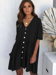 V-Ausschnitt Pocket Large Size Kleid