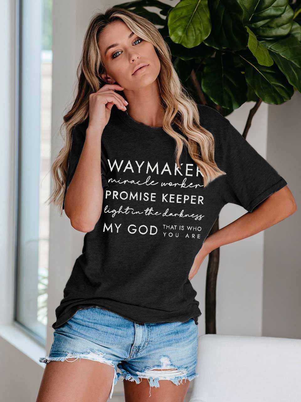 Frauen Way Maker Songtexte Faith Print T-Shirt