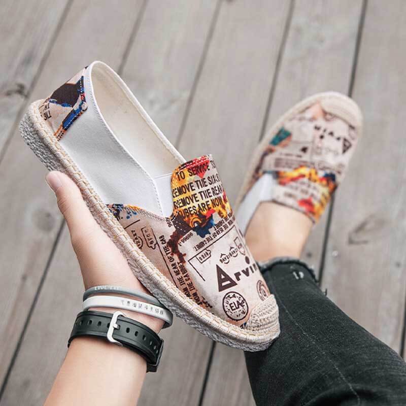 Zapatos de cáñamo cómodos de moda para hombre, lujo y verano.
