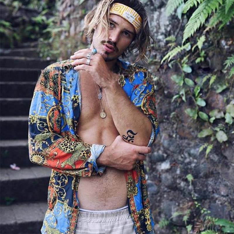 Camiseta vintage estampada con camisas, manga larga casual